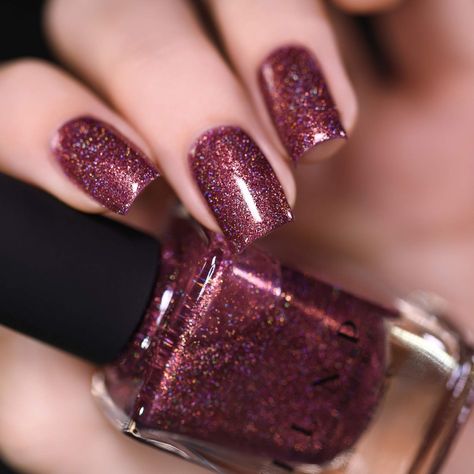 Brown Glitter Nails Fall, Ilnp Nail Polish, Nail Polish Ideas, Nail Polish Glitter, Neutrogena Makeup, Nail Shimmer, Nail Blog, Holographic Nail Polish, Polish Ideas