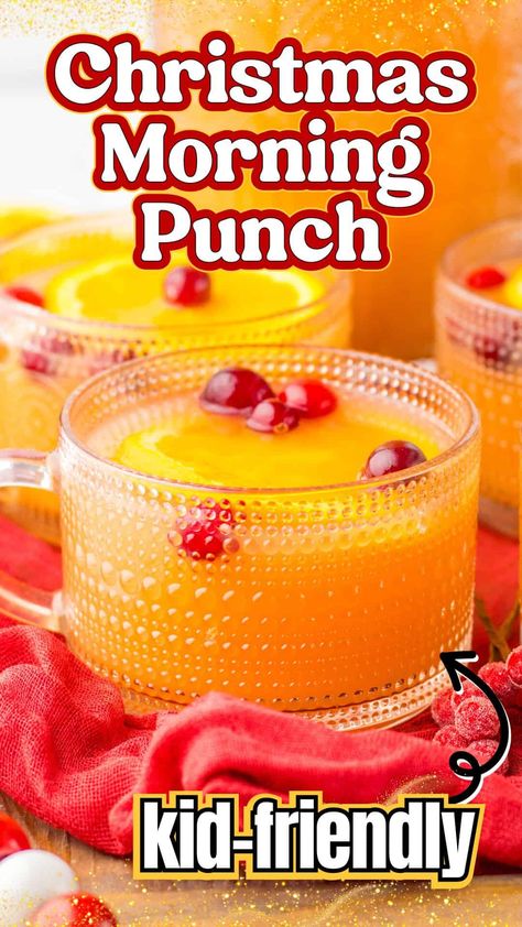 Christmas Morning Ideas For Kids, Festive Punch, Breakfast Punch Non Alcoholic, Holiday Punch For Kids, Kids Christmas Punch Recipes, Christmas Punch Kids, Christmas Morning Punch Nonalcoholic, Kids Punch Recipe, Punch For Kids