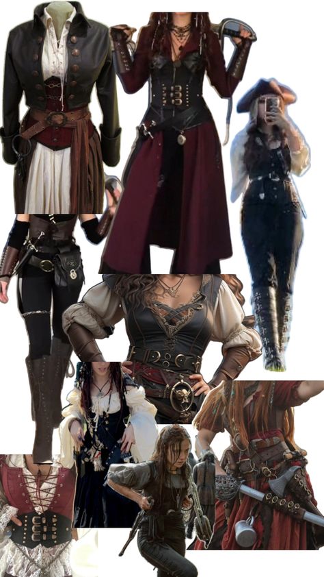 Woman Pirate Dress, Medieval Female Outfits, Angelica Pirates Of The Caribbean Outfit, Renfaire Pirate Outfit, Womens Pirate Hat, Realistic Pirate Costume, Ladies Pirate Costume Diy, Closet Pirate Costume, Pirate Aesthetic Fashion