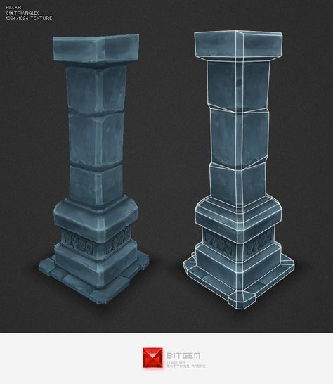 Modelling Inspiration, 3d Reference, Game Textures, College Projects, Environment Props, 3d Modeling Tutorial, Poly Art, 3d Environment, Stone Pillars