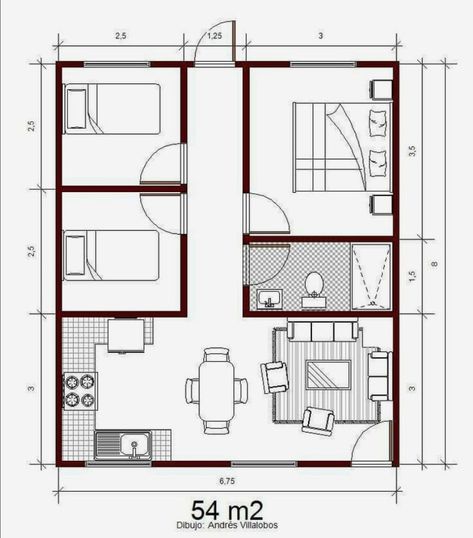 7x9 House Plan, 6x9 House Plan, 2d House Plan, Small House Design Floor Plan, Small House Blueprints, Building A Small House, Building Design Plan, Tiny House Layout, A Frame House Plans