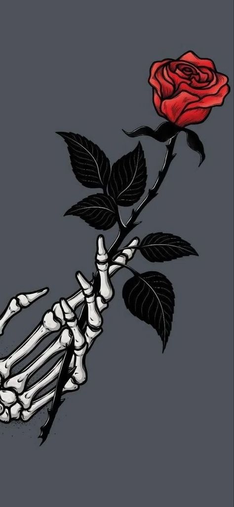 Skull Astethic Wallpaper, Calaveras Aesthetic, Black Aesthetic Wallpaper Skeleton, Skull Rose Wallpaper, Skeleton Wallpaper Aesthetic Dark Love, Skeleton With Flowers Wallpaper, Skeleton Hand Holding Rose, Skeleton With Rose Wallpaper, Eevee Wallpaper