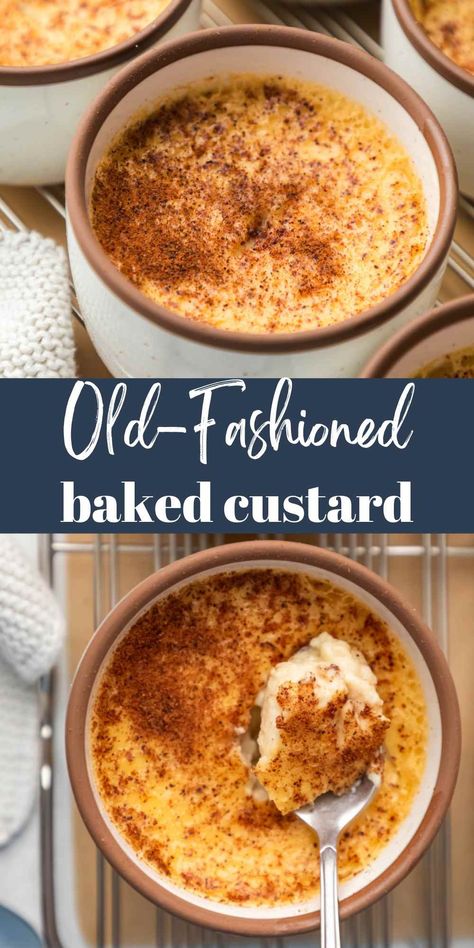 This classic baked custard recipe is an old-fashioned dessert. This easy recipe makes silky smooth baked egg custard with almost no prep. Pie, Flan, Raisin Pudding, Homestead Baking, Egg Custard Pie Recipe, Baked Custard Recipe, Custard Dessert Recipes, Canned Milk, Baked Egg Custard