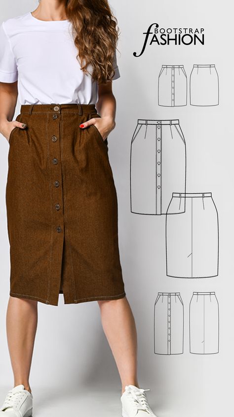 A Line Skirt Outfits, Pola Rok, Linen Style Fashion, Sewing Easy, Denim Skirt Fashion, Designer Patterns, Skirt Sewing Pattern, Skirt Sewing, Pretty Skirts