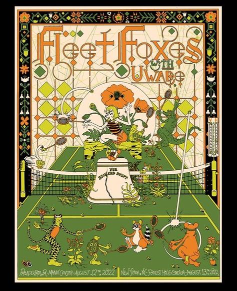 Gig Posters Design, Instagram Event, Fleet Foxes, Fox Poster, Fox Illustration, Nyc Design, Rock Posters, Screen Printing Designs, Gig Posters