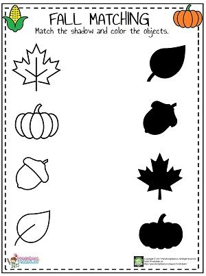 If you want to practice shadow matching with your students or kids here is the fall shadow matching worksheet for you. Its totally free to use for educational purposes. This fall shadow matching worksheet is in pdf format and downloadable. Kids will match the shadows and color them. October Preschool Printables, October Pre K Worksheets, Fall Themed Worksheets For Preschool, All About Fall Preschool Activities, Thanks Giving Worksheets Preschool, Fall Weather Activities For Toddlers, Worksheets For Daycare, Pre K Fall Worksheets Free, Fall Toddler Worksheets