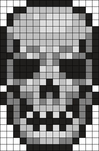 4x4 Pixel Art, Green Perler Bead Pattern, Grunge Perler Bead Patterns, Skull Perler Bead Patterns, Gothic Perler Bead Patterns, Skeleton Pixel Art, Cool Perler Bead Ideas, Skull Bead Pattern, Skull Pixel Art