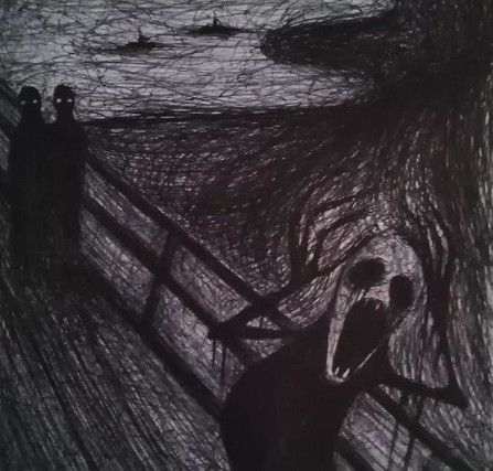 Munch Scream, Art Bizarre, Scary Images, Fit Aesthetic, Scary Drawings, Horror Drawing, Creepy Drawings, Creepy Images, Pen On Paper