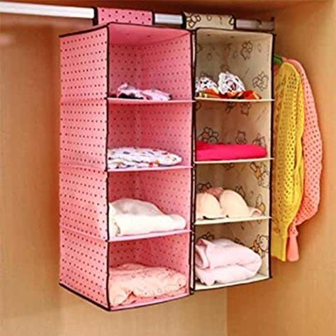 Amazon.in: home organizer items and storage: Home & Kitchen Cloth Organizer Ideas, Clothes Organizer Ideas, Hanging Organizer Ideas, Diy Clothes Organizer, Diy Hanging Storage, Cloth Organizer, Cardboard Organizer, Organizer Clothes, Home Decor India