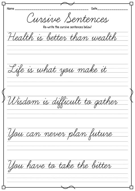 Master the art of cursive writing! Enhance your penmanship skills with our beautifully designed worksheets. Unleash your creativity today! #CursiveWritingGoals #HandwritingMadeEasy #CursiveMastery #cursivewritingworksheets Calligraphy Sentence Practice, Learning Cursive Handwriting Practice, Cursive Handwriting Practice Sentences, Sentences To Practice Handwriting, Hand Writing Worksheets, English Handwriting Practice, 7th Grade Worksheets, Handwriting Practice Sentences, English Cursive Writing