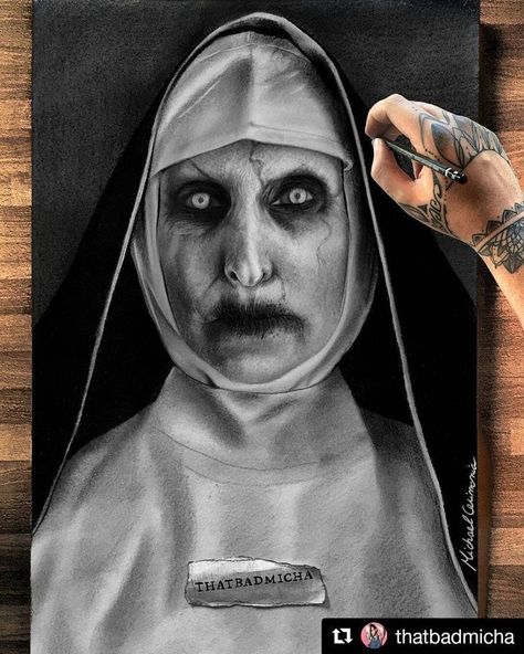 Tattoo Ghost, Horror Drawings, Horror Photos, Scary Drawings, Horror Drawing, Creepy Drawings, The Nun, Pencil Sketch Images, Horror Artwork