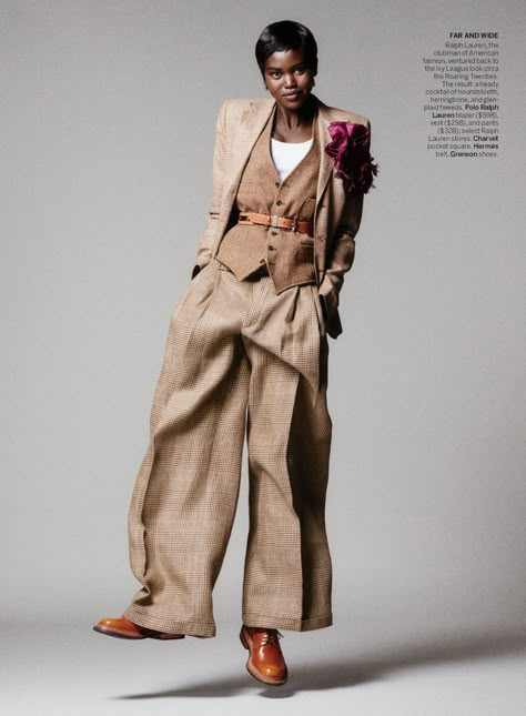 Anok Yai charms in Noble Origins luxury lensed by Theo Sion. Tonne Goodman, Women In Suits, Anok Yai, American Vogue, Adut Akech, Karolina Kurkova, Mario Testino, Vogue Us, Beige Pants