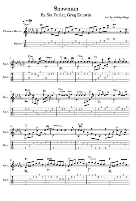 Snowman for guitar Guitar Tabs Songs Acoustic, Snowman Sia, Akordy Na Ukulele, Ukulele Tabs Songs, Violin Music Songs, Guitar Tabs Acoustic, Akordy Gitarowe, Learn Guitar Songs, Guitar Tabs For Beginners