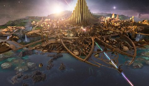 Asgard - Jaden's Adventures Wiki Floating Architecture, Animal Crossing Wild World, The Dark World, Marvel Entertainment, Fantasy Places, Chronicles Of Narnia, Environment Concept Art, Marvel Movies, Movie Art