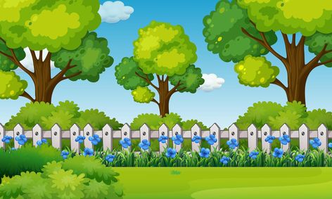 Garden Clipart Background, Flowers In Garden, Blue Flowers Garden, Forest Cartoon, Elf Drawings, Animation Schools, Garden Clipart, Classroom Birthday, Cartoon House