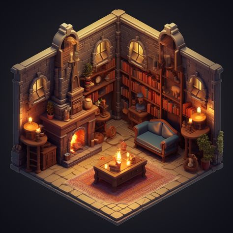 Library miniature 32 bit isometric 3d Library Design, Library Miniature, Isometric 3d Art, Isometric Environment, Isometric Library, Isometric Interior, Isometric Game Art, Voxel Art, Isometric Room