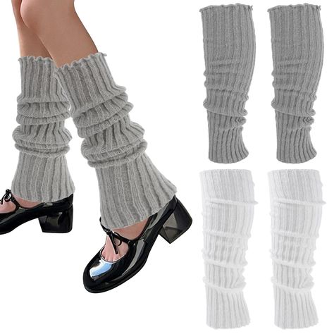 PRICES MAY VARY. 【High Quality】:The women's leg warmers are made of high-quality 100% acrylic fiber, breathable, super soft, skin-friendly, comfortable and easy to put on and put off. This white/grey leg warmers can keep your leg and ankle warm in cold winter.They are not loose and do not feel like they will fall down. 【One Size Fit Most】:Our legwarmers have a nice elasticity, not too light or too loose, providing you a comfortable feeling. You can stretch the leg warmers over your legs or stack Grey Leg Warmers, Ankle Warmers, Gray Leg Warmers, Fashion Kawaii, Knit Leg Warmers, Leg Warmer, Acrylic Fiber, Leg Sleeves, Women Legs