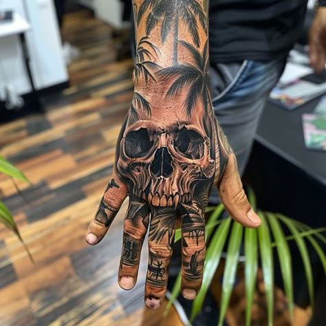 Skull Hand Tattoo Tattoo Blueprint Kit Mexican Tattoo Ideas For Men Sleeve, Horror Tattoo Designs Drawings, Skull Arm Tattoos For Women, Dark Wings Tattoo, Geometric Skull Tattoo Design, Skull Face Hand Tattoo, Skull Hand Tattoo Design, Skeleton Arm Tattoo, Mens Filigree Tattoo