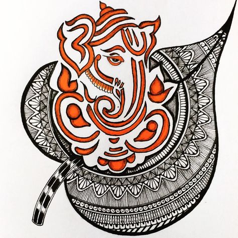 Ganesh Mandala Art Colourful, Ganeshji Mandala Art, Ganesh Ji Mandala Art, Diwali Mandala Art, Ganesh Mandala, Diy Doodles, Creative Drawing Ideas, Simple Mandala Design, Abstract Art Lesson