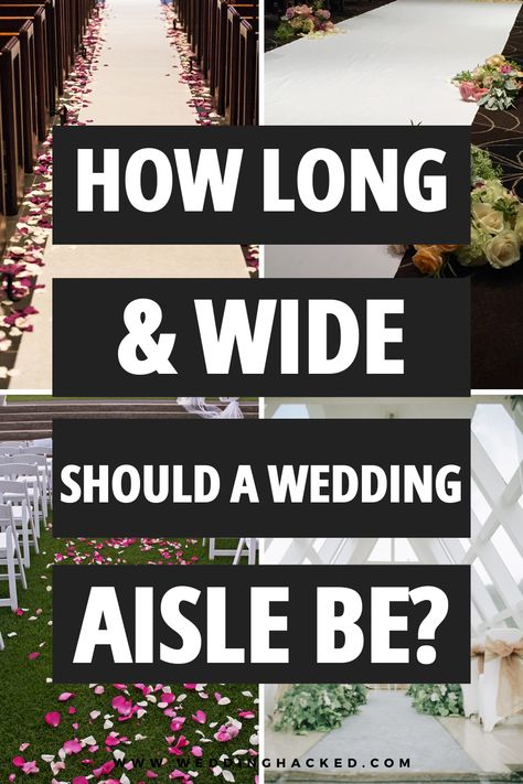 If you're planning a DIY wedding that is outdoor or maybe even the beach, you might be wondering how long and wide the wedding aisle should be for wedding aisle decorations. This would be especially helpful the know what wedding aisle flowers or petals be needed! Outside Wedding Aisle, Aisle Runner Wedding Outdoor, Diy Aisle Decorations Wedding, Outdoor Aisle Decorations Wedding, Wedding Isles Outdoor, Aisle Decorations Wedding Outdoor, Ceremony Aisle Decor Outdoor, Aisle Runner Ideas, Black Aisle Runner