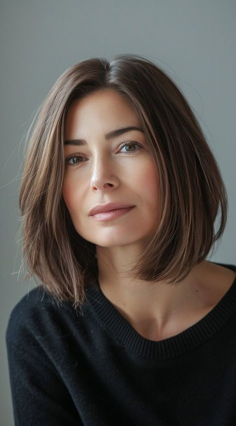 Mid Length Hairstyles Over 40: 27 Timeless and Trendy Ideas for Women | LooksNiceOnMe Collar Bone Hair, Hairstyles And Colors, Mid Length Hairstyles, Celebrities Hairstyles, Shoulder Length Bob Haircut, Haircuts For Medium Length Hair, Gorgeous Hair Color, Midlength Haircuts, Shirt Hair