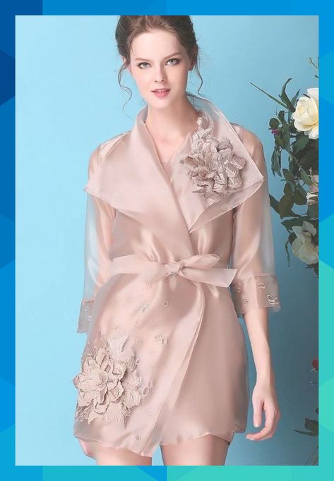 This is an elegant organza dress/jacket with three quarter sleeve and 3-dimensional fabric flowers with embroidery. This dress hits above the knee, turn-down collar, 3/4 sleeves and can be worn as a dress or jacket with fabric belt. Dry Clean only. Choice of colors to choose from. 100% organza; Lining 100% polyester Model Number: EM551 LAD: 00023 #ellakuhlman572 Organza Outfit, Organza Jacket, Two Pieces Set Outfits, Filipiniana Dress, Cropped Jackets, Three Quarter Sleeve Dresses, Set Outfits, Organza Dress, Winter Mode