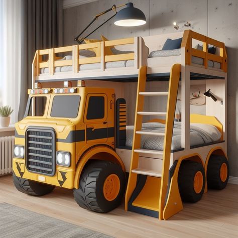 Construction Beds For Boys, Little Boy Truck Bed, Tractor Kids Bed, Construction Bed Sheets, Boys Construction Bedding, Construction Bedroom, Bedroom Trends, Construction Zone, One Bed