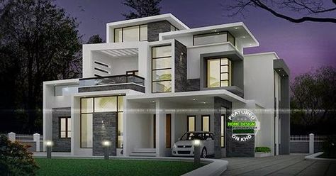 Gallery of Kerala home design, floor plans, elevations, interiors designs and other house related products 3800 Sq Ft House Plans, Side Elevation, Modern Bungalow Exterior, Contemporary House Exterior, Casa Country, Kerala House Design, Kerala Houses, Model House Plan, Duplex House Design