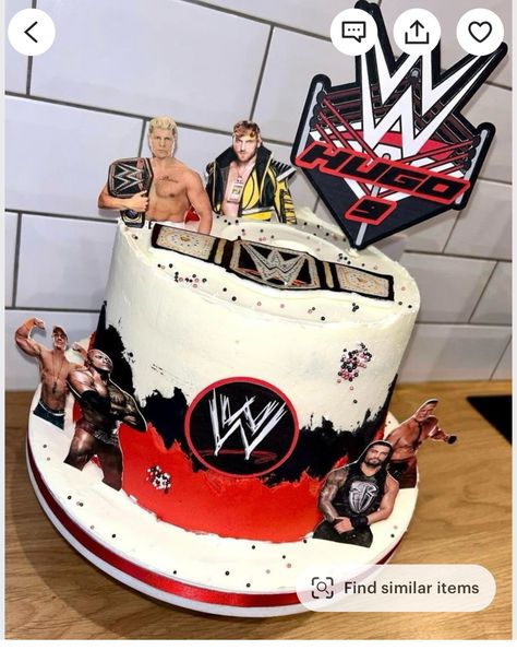 Wwe Cake Toppers, Wwe Decorations, Wrestling Birthday Cakes, Wwe Birthday Cakes, Wwe Cake, Wrestling Cake, Wrestling Birthday, Wwe Birthday Party, Wwe Party