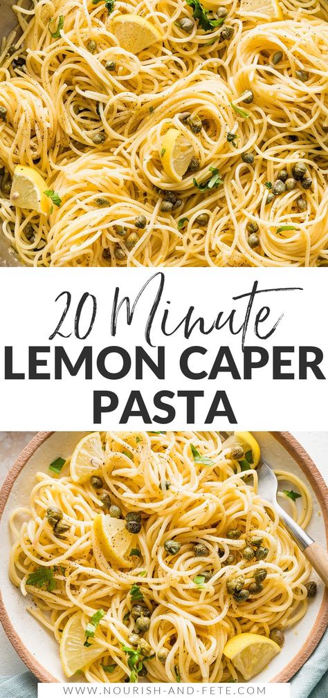 Capri Pasta, Meals With Capers, Shrimp Piccata Pasta, Shrimp And Capers Recipes, Pasta Capers, Caper Recipes Healthy, Pasta Salad With Capers, Recipes Using Capers, Lemon Spinach Pasta