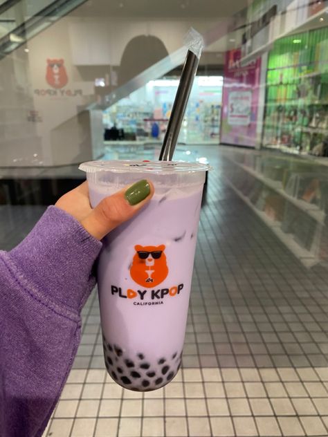 Taro Milk Tea Aesthetic, Boba Taro Aesthetic, Taro Drink, Pjo Shifting, Taro Boba Tea, Boba Taro, Taro Smoothie, Royal Restaurant, Taro Milk Tea