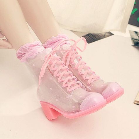 See this Instagram photo by @j.ellybox • 19 likes Jfashion Kawaii, Clear Boots, Kawaii Shoes, Green Yellow Blue, Rubber Sandals, K Fashion, Pastel Fashion, Kawaii Fashion Outfits, Aesthetic Shoes