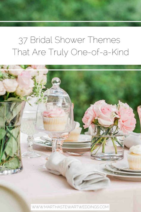 37 Bridal Shower Themes That Are Truly One-of-a-Kind | Martha Stewart Weddings - These festive ideas are perfect for celebrating the bride-to-be. #bridalshowerideas #creativebridalshowers #weddingideas Spring Bridal Shower Decorations, Bridal Brunch Decorations, Bridal Shower Themes, Backyard Bridal Showers, Outdoor Bridal Showers, Bridal Shower Menu, Brunch Inspiration, Shower Tips, Brunch Decor