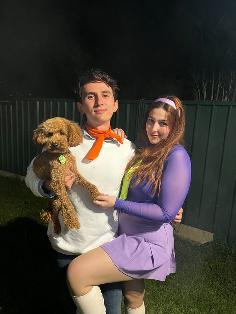 Couple Costume And Dog, Dog Halloween Costumes With Couple, Dog Costumes Matching Owner, Halloween Couple With Dog, Matching Halloween Costume With Dog, Mom Dad Baby And Dog Halloween Costumes, Dog And Girl Costume Ideas, Couples Halloween Costume Ideas With Dog, Halloween Costumes Women And Dog