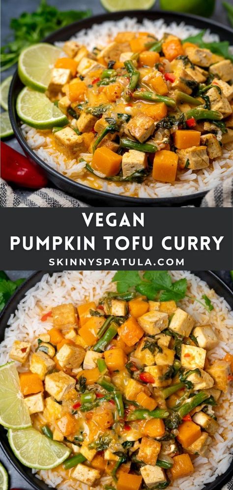 Tofu And Pumpkin Recipes, Tofu Pumpkin Curry, Tofu And Butternut Squash Recipes, Japanese Pumpkin Curry, Pumpkin Curry Vegan, Pumpkin Tofu Recipes, Tofu Meatloaf, Pumpkin Tofu, Creamy Coconut Sauce