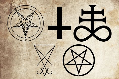 Satanic Tattoo Symbols, Devil Symbol, Satanic Symbols, Demon Symbols, Pentagram Tattoo, Satanic Cross, Star Tattoo Meaning, Satanic Tattoos, The Satanic Bible