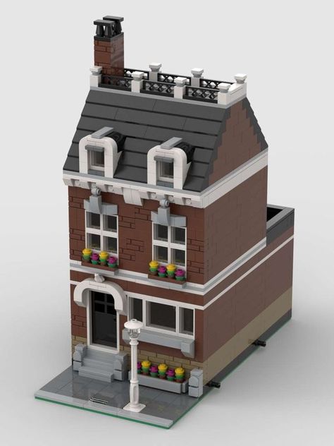 this modular building is inspired on a claasic european house, the set containes only 613 pieces and is build like the official lego modular building sets (distance studs from front edge, height, depth... Lego Modular Buildings, Friends Ideas, Diy Lego, Lego Diy, Lego Modular, European House, Lego Architecture, Lego House, Modular Building