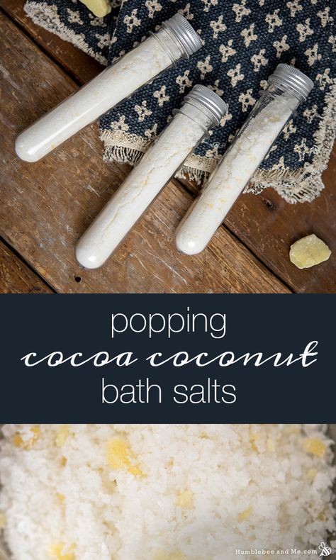 Popping Cocoa Coconut Bath Salts - Humblebee & Me Homemade Christmas Gift Ideas, Christmas Gifts Diy Homemade, Solid Conditioner Bar, Homemade Christmas Gift, Glow Lotion, Coconut Bath, Homemade Body Butter, Coconut Milk Powder, Diy Body Care