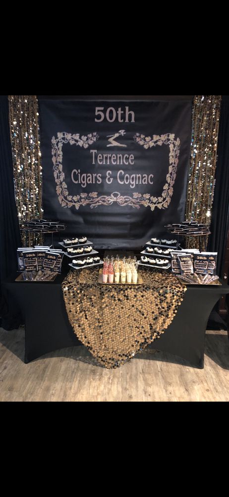 Cigars and Cognac Birthday Party Ideas | Photo 3 of 6 Cologne Themed Party, Male Theme Party Ideas, Cigars And Cognac Party Ideas, Cognac And Cigars Party, 49 Birthday Party Ideas For Men, Cigars And Whiskey Party, Men Birthday Party Theme, 50th Birthday Celebration Ideas, Masculine Birthday Party