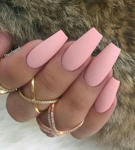 Pastel Pink Nails, Matte Pink Nails, Cute Pink Nails, Matte Nails Design, Simple Acrylic Nails, Matte Pink, Acrylic Nails Coffin Short, Summer Acrylic Nails, Pink Acrylic Nails