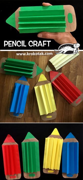 Pencil Craft, Classe D'art, Pencil Crafts, Children Activities, Back To School Crafts, Craft Projects For Kids, Construction Paper, School Decorations, Preschool Art