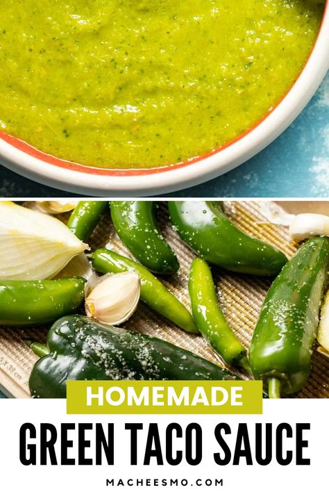 Green Sauce Recipe Tacos, How To Make Green Sauce For Tacos, Green Taco Salsa, Mexican Green Sauce For Tacos, Homemade Green Sauce, Street Taco Green Sauce, Taco Sauce Recipe Mexican, Taco Truck Green Sauce, Salsa For Tacos Mexican