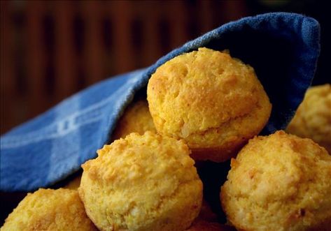 Baked Hush Puppies. Make even healthier and more depth of flavor by substituting a whole baby food jar of sweet potatoes for the oil and part of the milk. Baked Hush Puppies, Mini Corn Muffins, Classic Cajun Recipes, Hush Puppies Recipe, Mini Muffin Pan, Cajun Recipes, Southern Recipes, Hush Puppies, Deep Fried