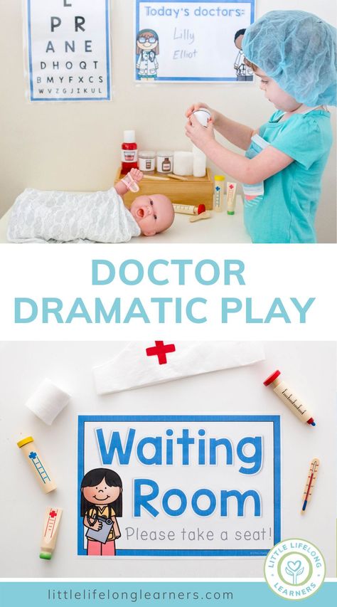 Preschool Drs Office Dramatic Play, Dr Office Preschool Pretend Play, Hospital Dramatic Play Free Printables, Doctor's Office Dramatic Play, Doctor Play Printables, Doctors Office Dramatic Play Preschool, Doctors Office Dramatic Play Preschool Free Printables, Pretend Doctor Office, Doctor Ideas For Preschool