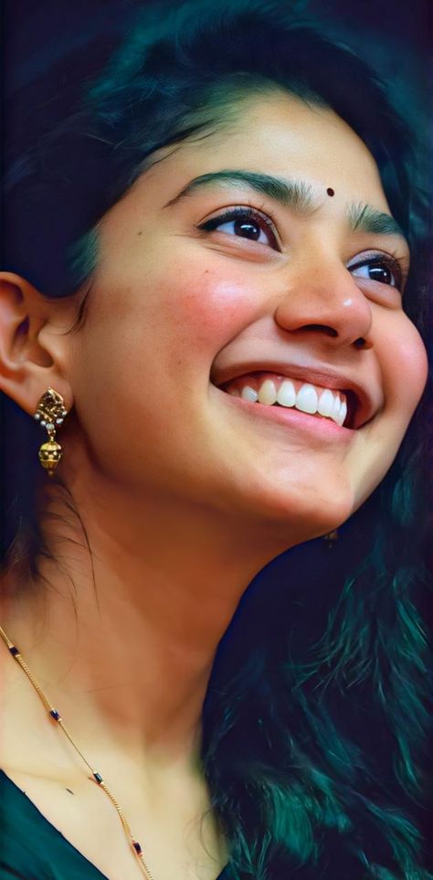 Sai Pallavi, Black Background, Phone Wallpaper, Green, Hair, Instagram, Black