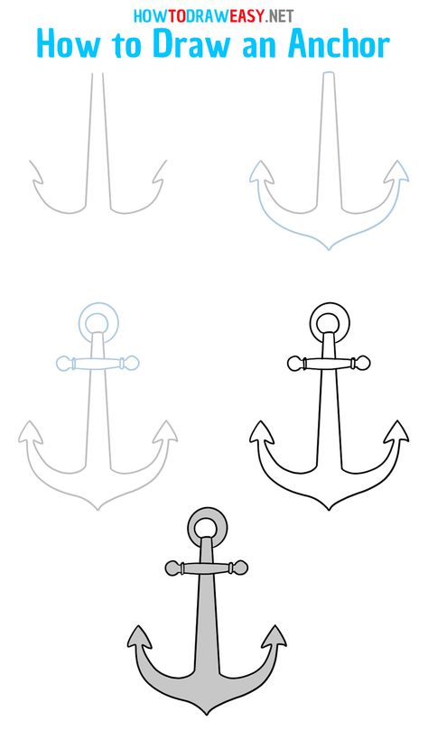 How to Draw an Anchor Step by Step #Anchor #Drawing #EasyDrawing #Sea #Sheep #DrawingTutorials #Sketch #Sketching #Ocean #Tattoo How To Draw An Anchor Step By Step, Anchor Drawing Easy, How To Draw Anchor, How To Draw An Anchor, Ocean Drawing Simple, Cruise Decorations, Sea Sheep, Anchor Drawing, Simple Drawing Tutorial