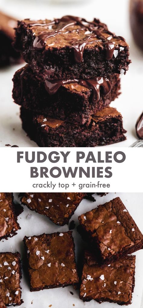 fudgy paleo brownies with a crackly top! Tahini Brownies, Paleo Brownies, How To Make Brownies, Paleo Chocolate, Paleo Treats, Glutenfree Dairyfree, Easy Paleo, Chocolate Donuts, Paleo Dessert