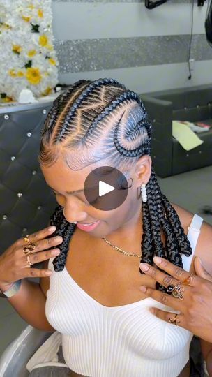 Facebook Stitch Braids With Barrel Ends, 8 Freestyle Stitch Braids, Cornrow Back Braid Styles, 6 Freestyle Stitch Braids, 8 Stitch Braids Cornrows, 6-8 Stitch Braids With Designs, Goddess Stitch Braids, Cute Cornrow Hairstyles For Natural Hair, Stitch Braids To The Back