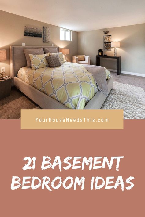 You’re looking to create a bedroom in the basement, whether you like it or not. Sure, it’s going to be more chilly than the rest of the house, but for a bedroom that could be a good thing.... #homedecor #bedroomodeas #basement #basementideas Bedrooms In The Basement, Downstairs Bedroom Ideas Basements, Basement Apartment Bedroom Ideas, Bedrooms In Basement Ideas, Creating Bedroom In Basement, Finished Basement Guest Room, Cute Basement Bedrooms Ideas, Basement Bedrooms No Windows, Basement Bedroom With Ensuite