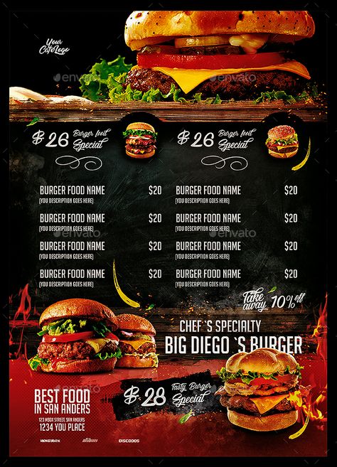 Fast Food Menu Pizza Menu Design, Menu Burger, Menu Pizza, Menue Design, Menu Layout, Burger Menu, Menu Flyer, Pizza Menu, Doner Kebab